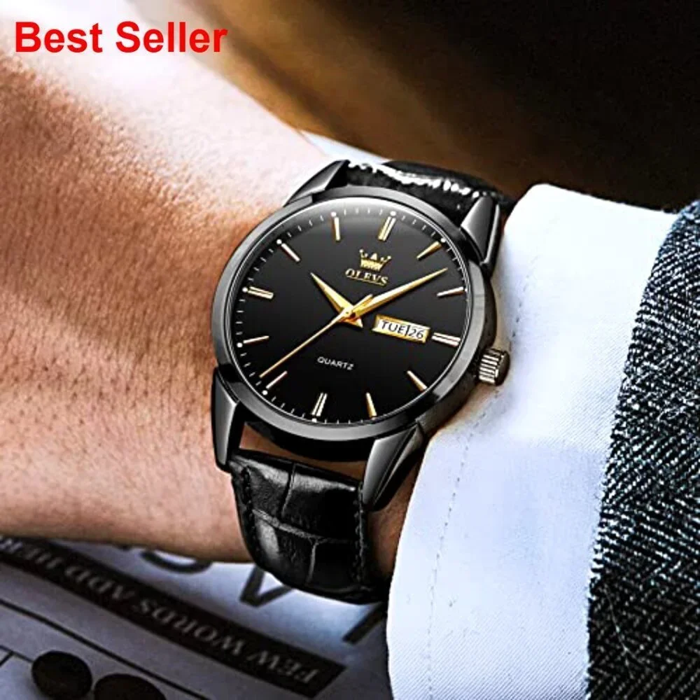 Men's Stainless Steel Analog Quartz Watch with Luminous Hands